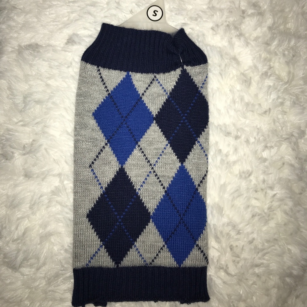 Blue plaid dog sweater