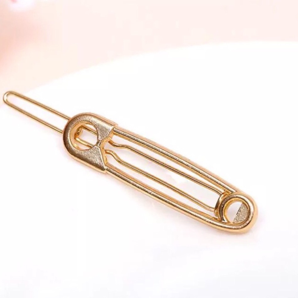 Gold Safety Pin Hair Barrette