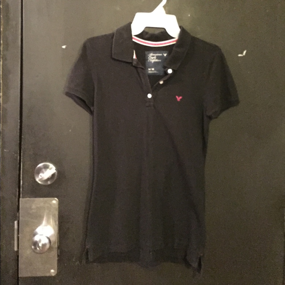 American Eagle Outfitters Black Polo Top SiZe Med