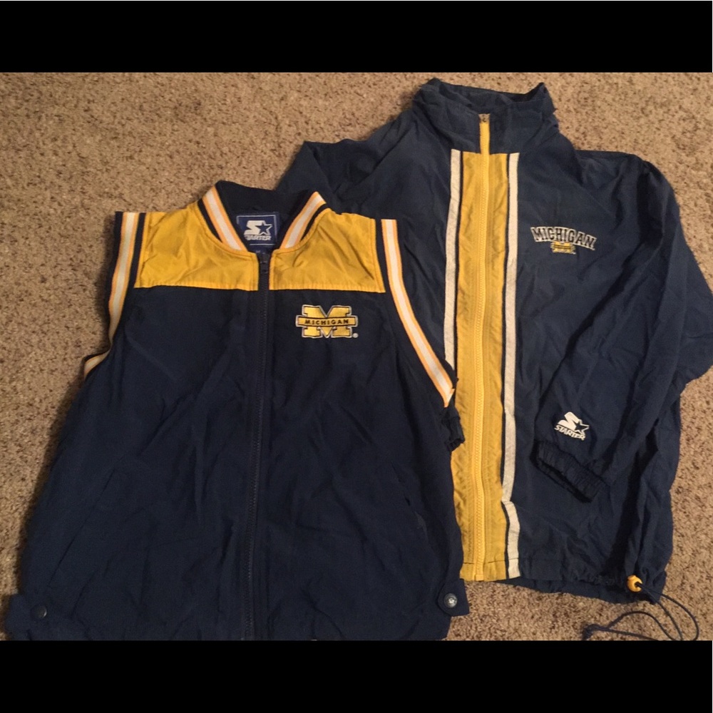 Vintage Michigan Starter Jacket & Vneck 2For1