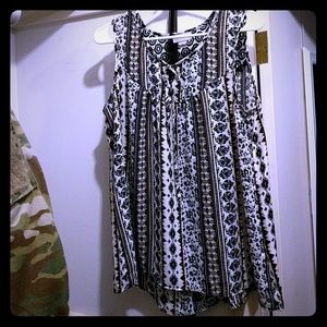 Black and White flowered Tank top