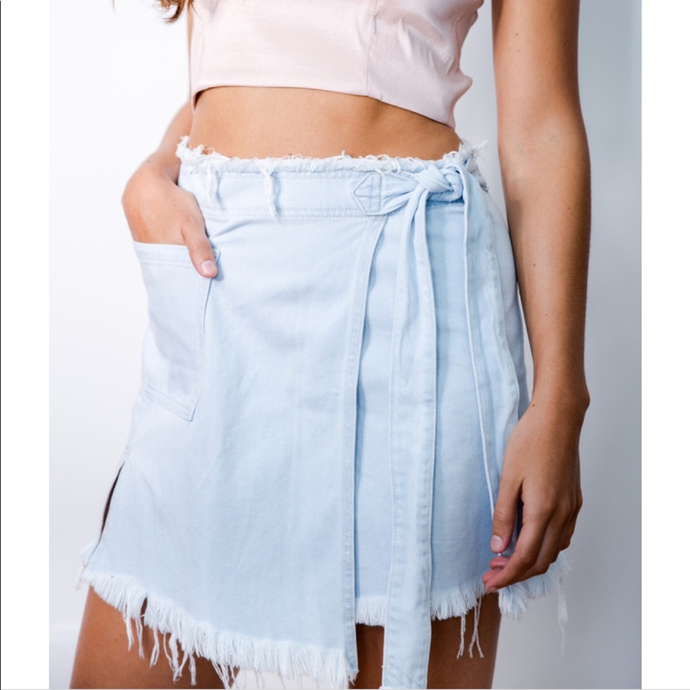 Denim wrap skirt