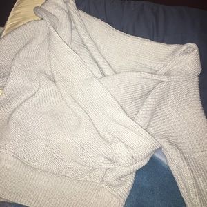 Gray wrap sweater