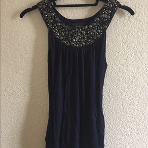 Long blue beaded top