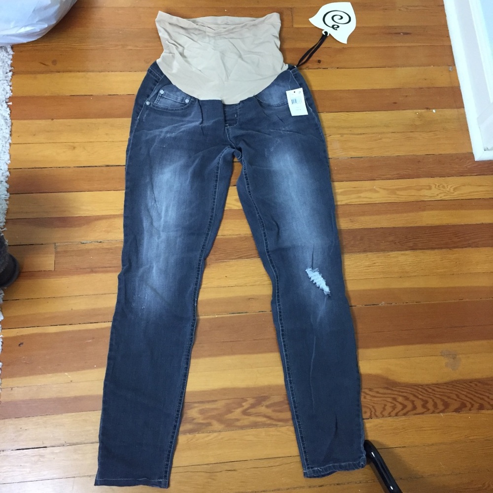 NWT Indigo Blue Grey Maternity Skinny Jeans