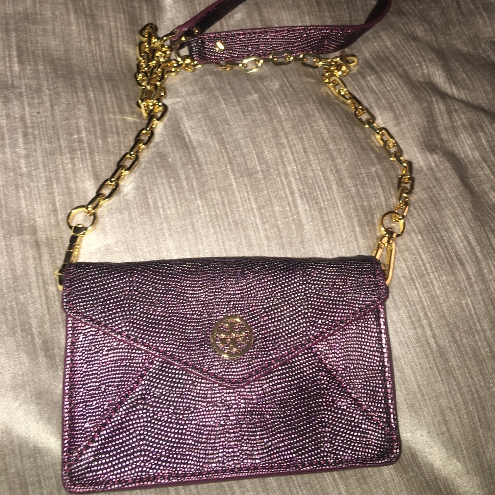 Tory Burch Embossed Leather Wallet on Chain