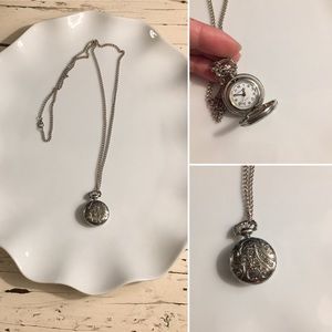 Victorian revival style pocket watch necklace 22”
