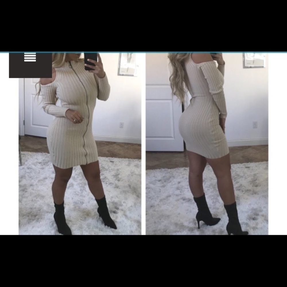 Small cold shoulder sweater dress