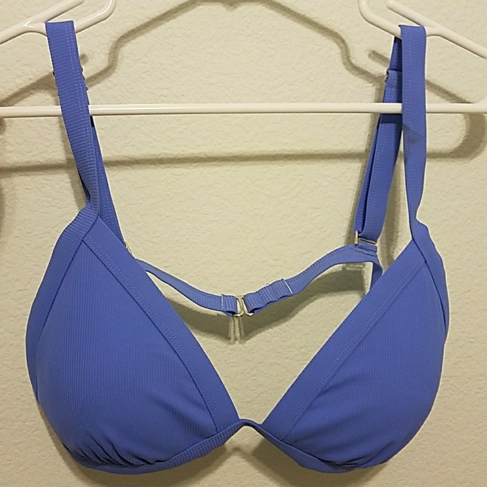 Sporty Textured Baby Blue Swim Top