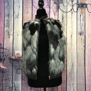 Bebe Vest fur black and grey size medium

H 21in
