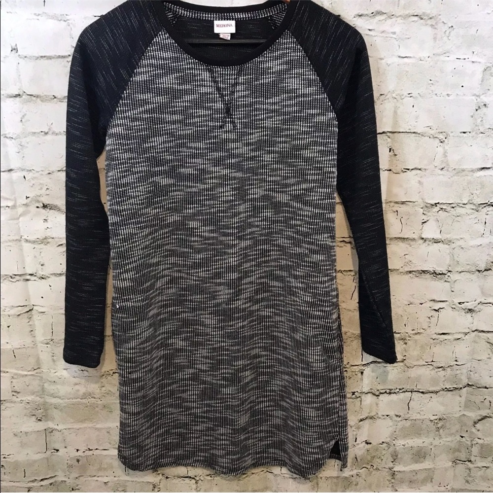 MERONA Midi Casual Straight Dress Gray & White