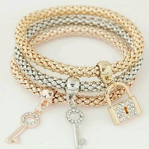3pcs Set Bangle Bracelet with Charms