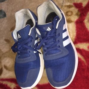 BLUE AND WHITE ADIDAS SHOES!!