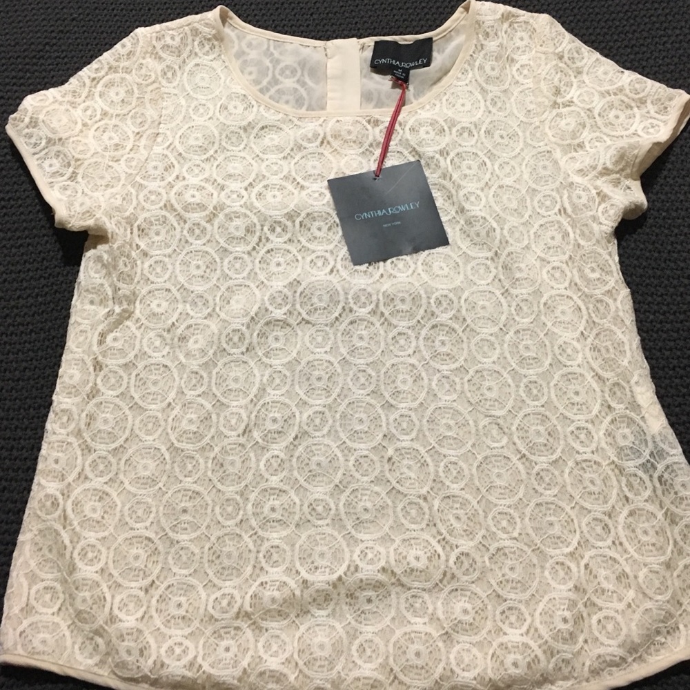 NWT Cynthia Rowley Lace Short Sleeve Top