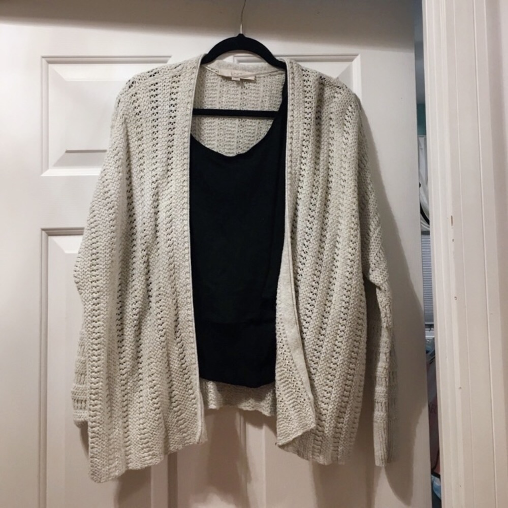 LOFT light gray open cardigan