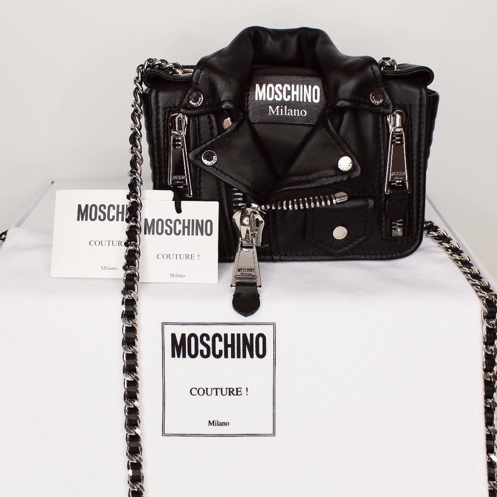 Moschino Biker Bag in Black With Silver Hardware