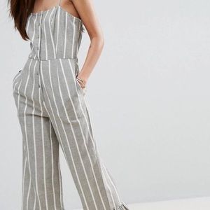 ASOS Cami jumpsuit in linen with buttons and frill