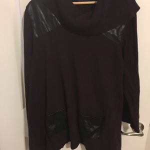 Maroon Sweater with faux leather