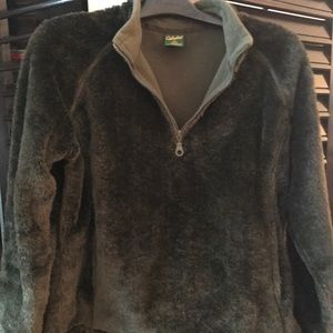 Cabelas black/gray pullover polartec, size m