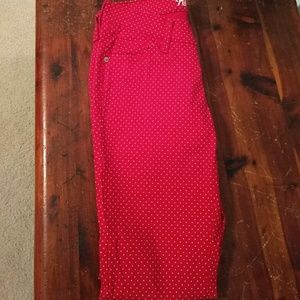 Red polka dot rock star skinny jeans