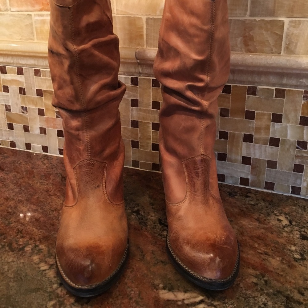 Aldo Distressed Leather Slouch  Cowboy Boots