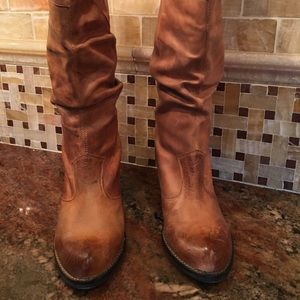 Aldo Distressed Leather Slouch  Cowboy Boots