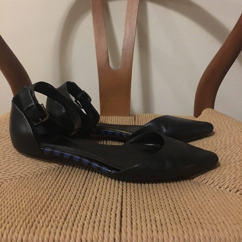 Tahari Pointed Flats with Ankle-Strap