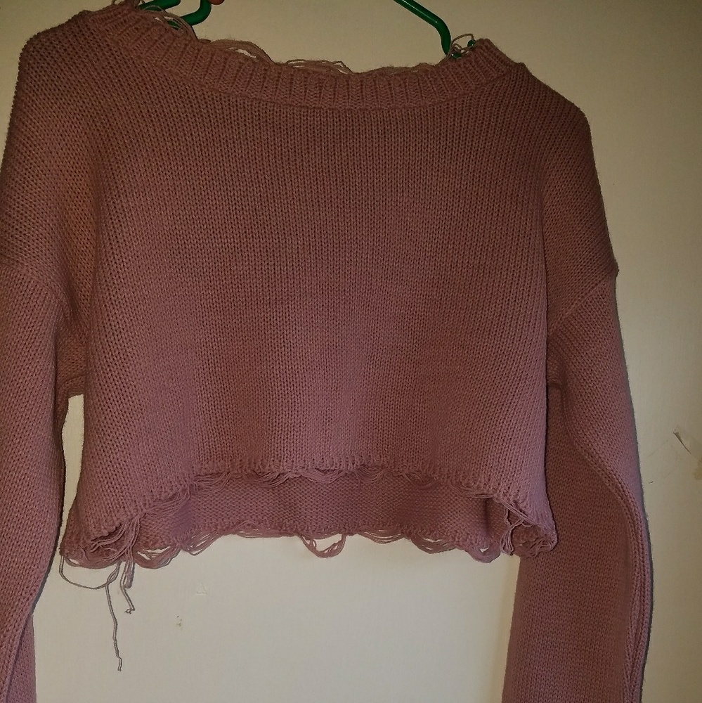 Rose Distressed Sweater