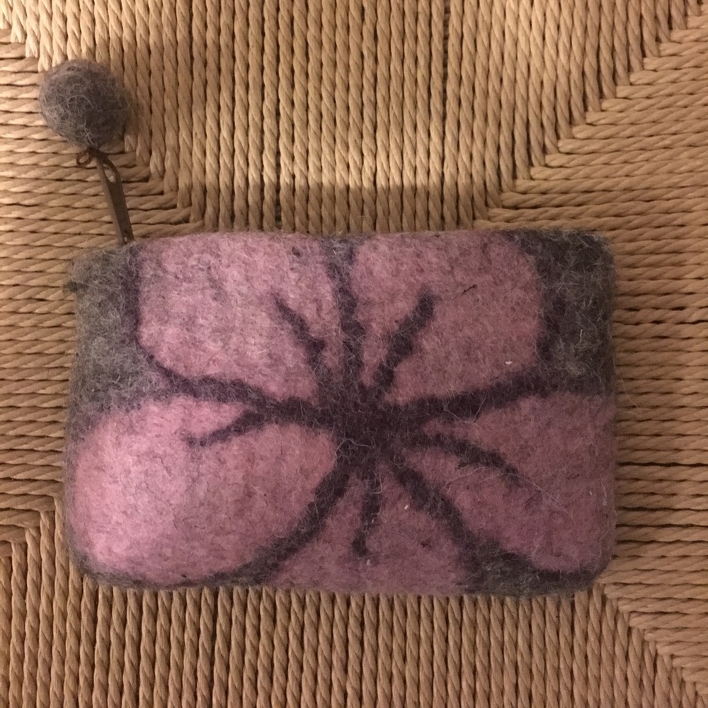 Floral Wool Cosmetic Bag