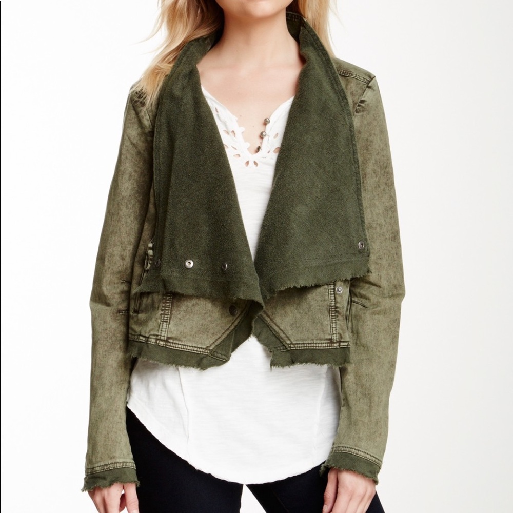 Free People Collapsing Twill Raw Edge Jacket S
