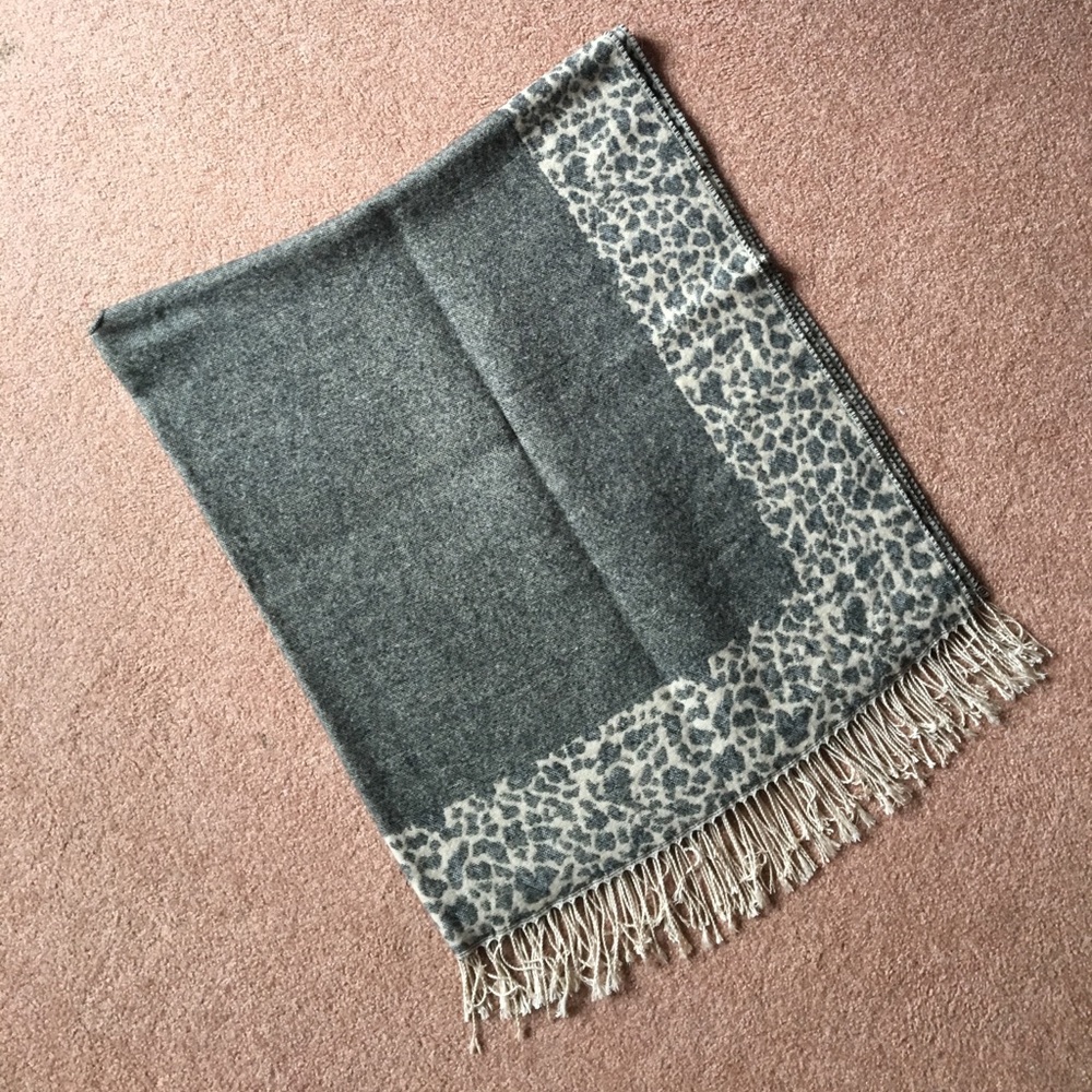 Soft Blanket Scarf / Wrap with Leopard Border