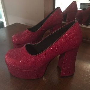 Red sequin platform Hot Topic Heels.  W10