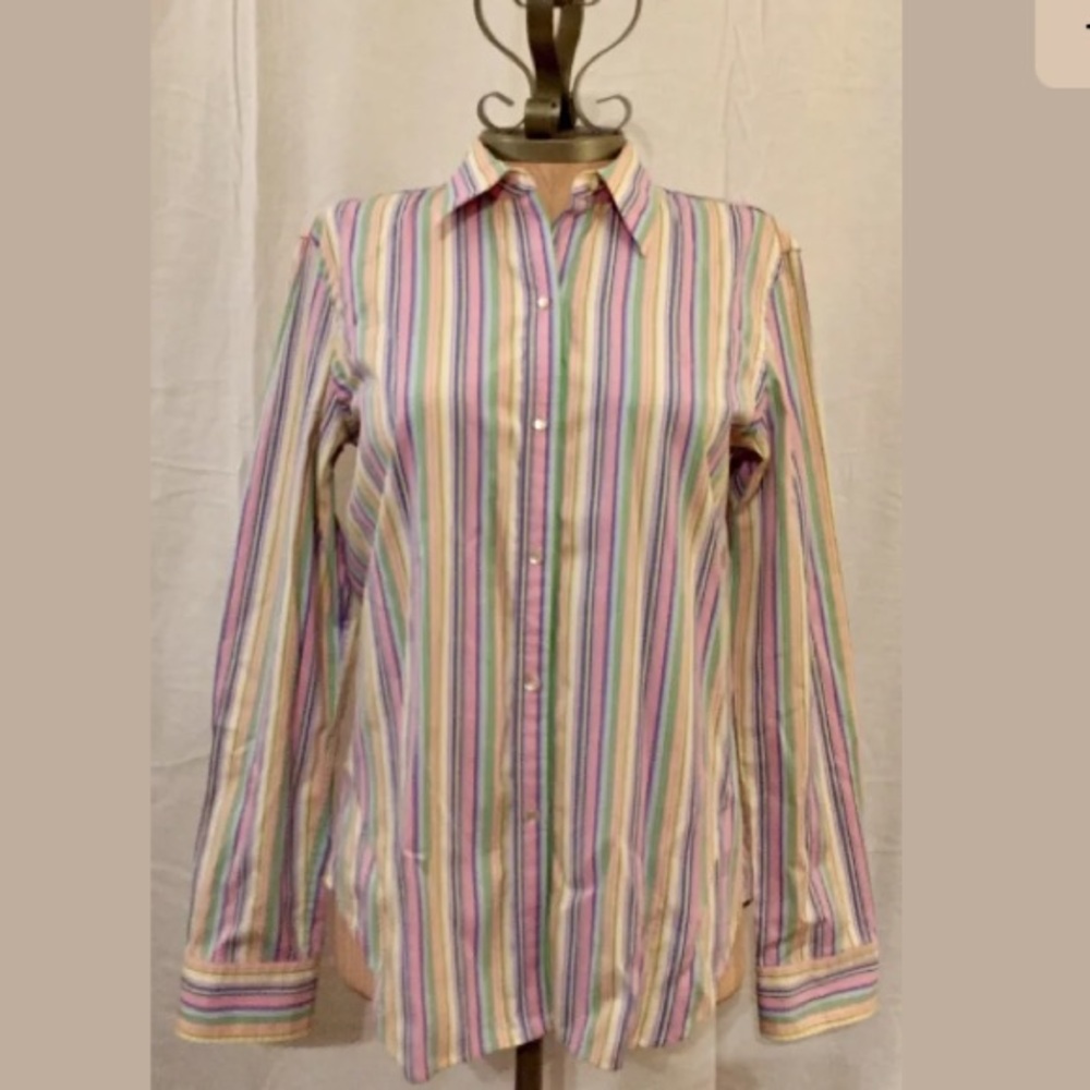 Lauren Ralph Lauren M Striped Button Front Blouse