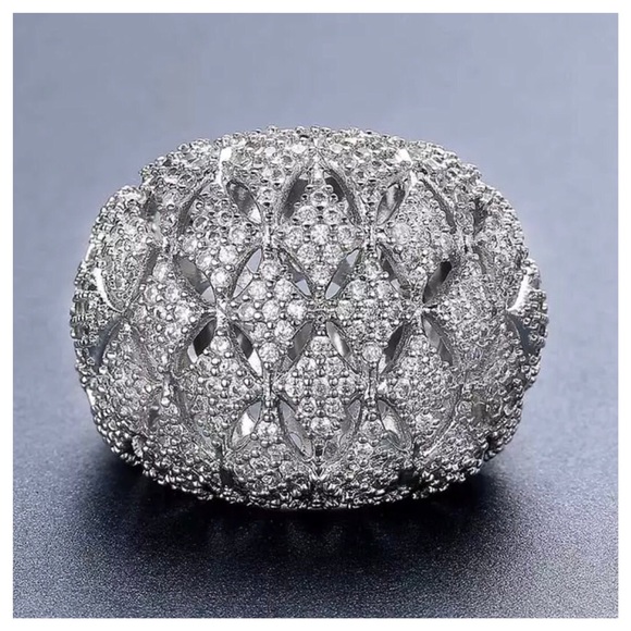Swarovski Crystals Pave Set Dome Statement Ring - Picture 2 of 5