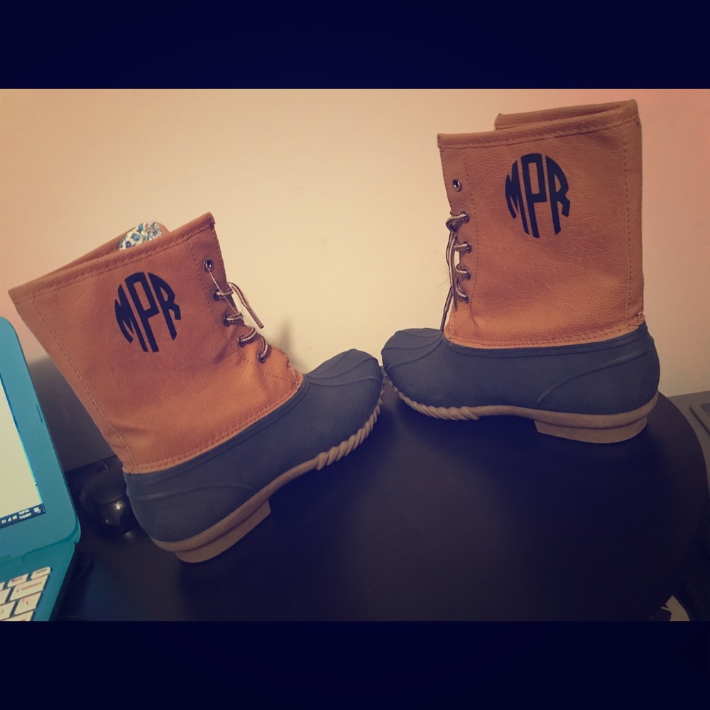 Custom Monogram Duck Boots
