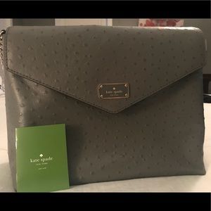 Kate Spade Grey ostrich leather envelope handbag