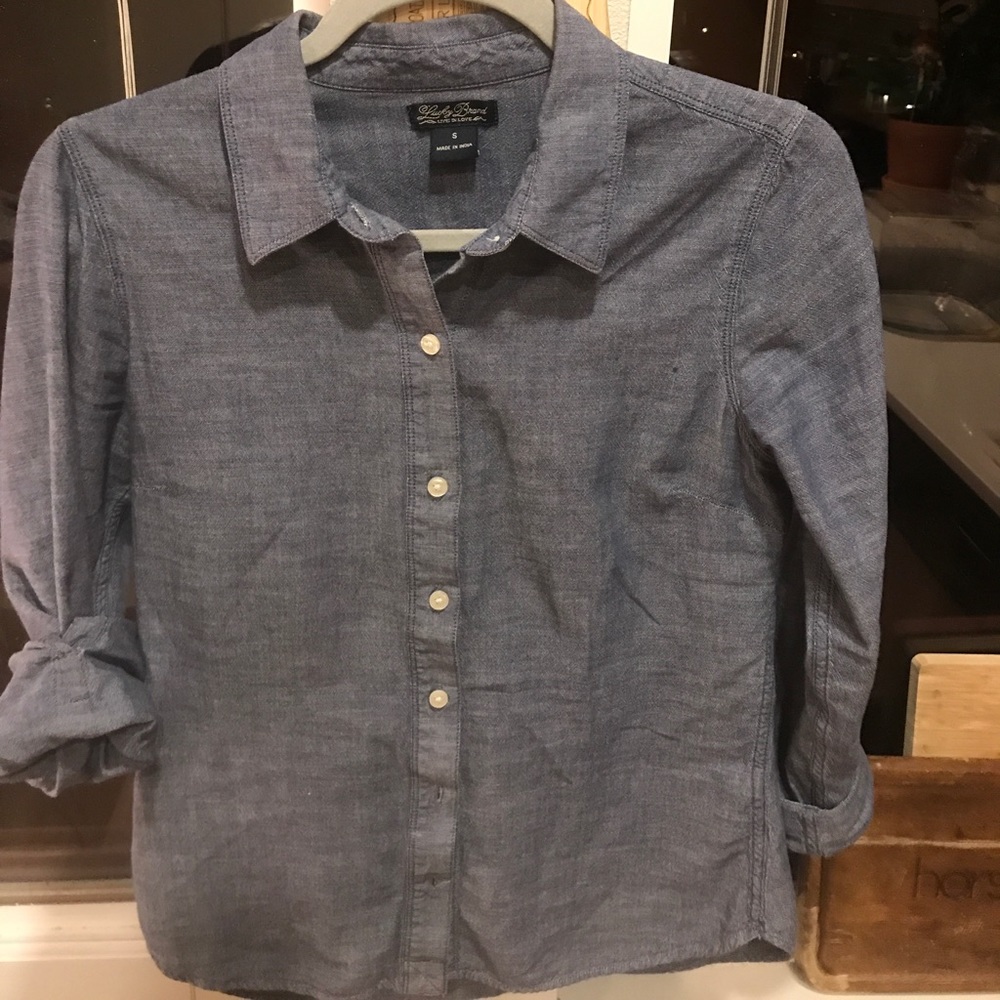 Lucky brand blue button up shirt so s