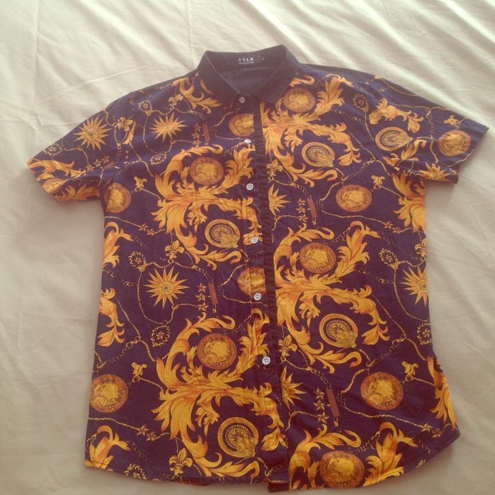 GOLD PATTERN CASUAL BUTTON DOWN SHIRT 👌🏾