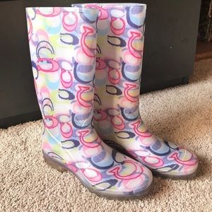Coach rain boots gray condition lightly worn
