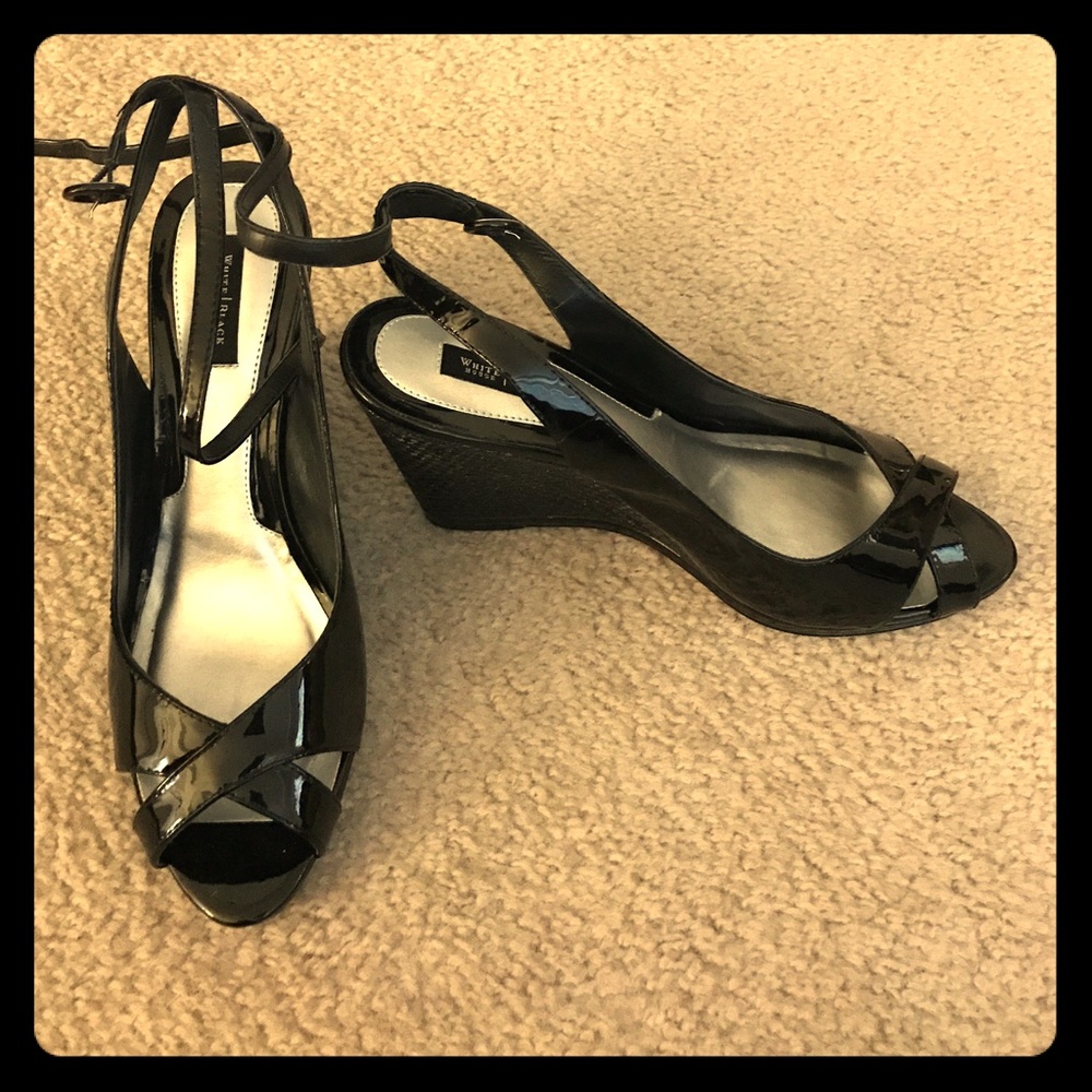 Black wedge shoes. Never worn