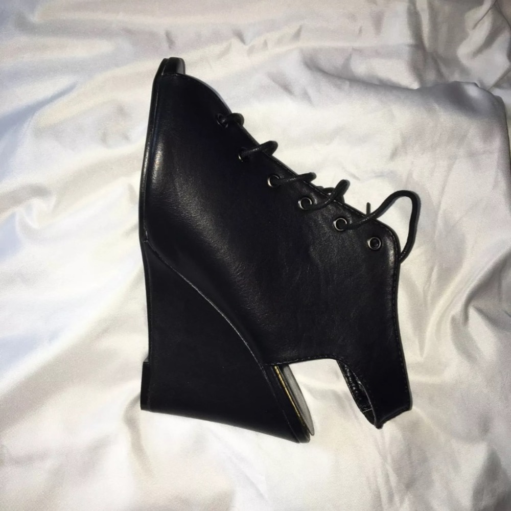 Black Lace up Wedges