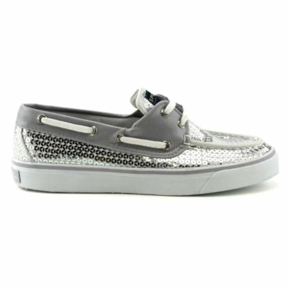 Silver sequin sperrys