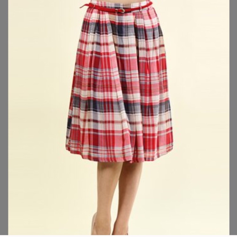 Plaid Skirt with Belt