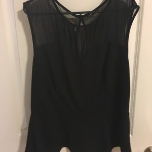 Sheer neck tank top peplum