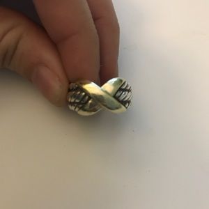 David Yurman Gold Cable Crossover Ring size 5