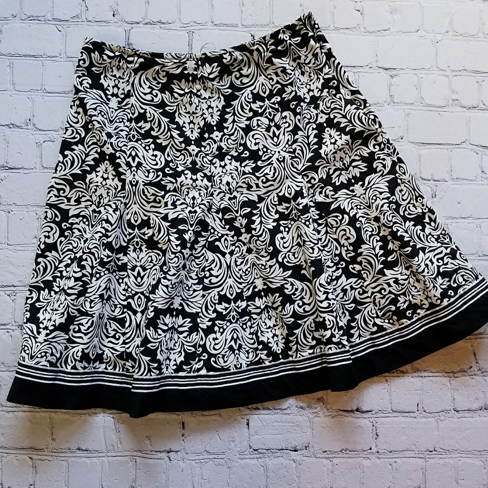 Cato Black & White Pint Cotton Skirt Sz 12