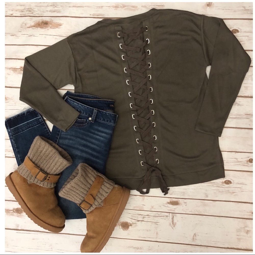 Oversized Boyfriend Lace-up back Sweatshirt