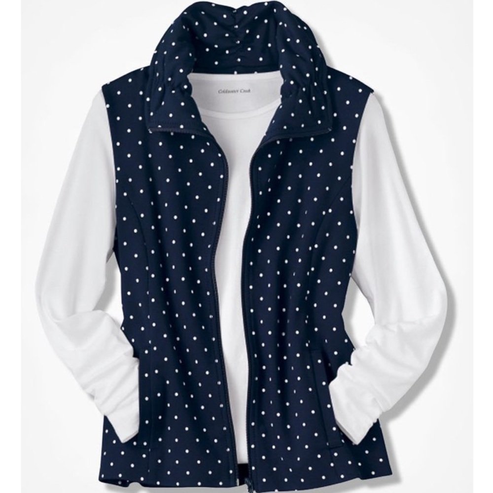 Dotted Ponte Vest Deep Ink Blue Coldwater Creek M
