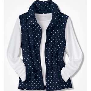 Dotted Ponte Vest Deep Ink Blue Coldwater Creek M