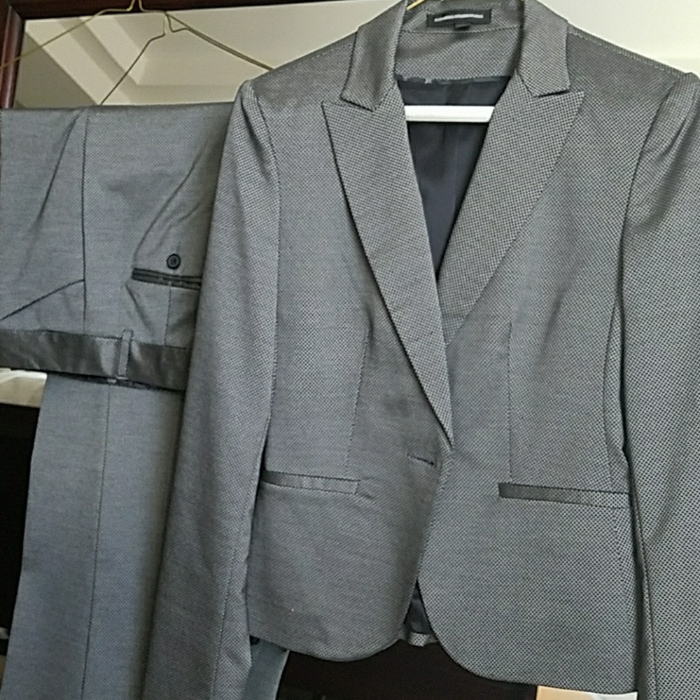 Express 2 piece fitted womans gray/silver suit